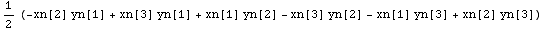 1/2 (-xn[2] yn[1] + xn[3] yn[1] + xn[1] yn[2] - xn[3] yn[2] - xn[1] yn[3] + xn[2] yn[3])