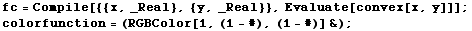 fc = Compile[{{x, _Real}, {y, _Real}}, Evaluate[convex[x, y]]] ; colorfunction = (RGBColor[1, (1 - #), (1 - #)] &) ; 